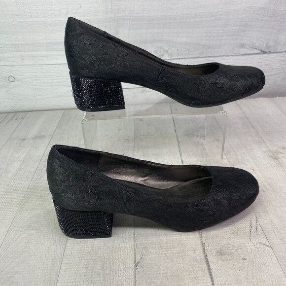 Kenneth Cole Reaction FLIP SIDE Beads Rhinestone Block Heel Slip On Shoes Sz 8 M - Picture 3 of 16
